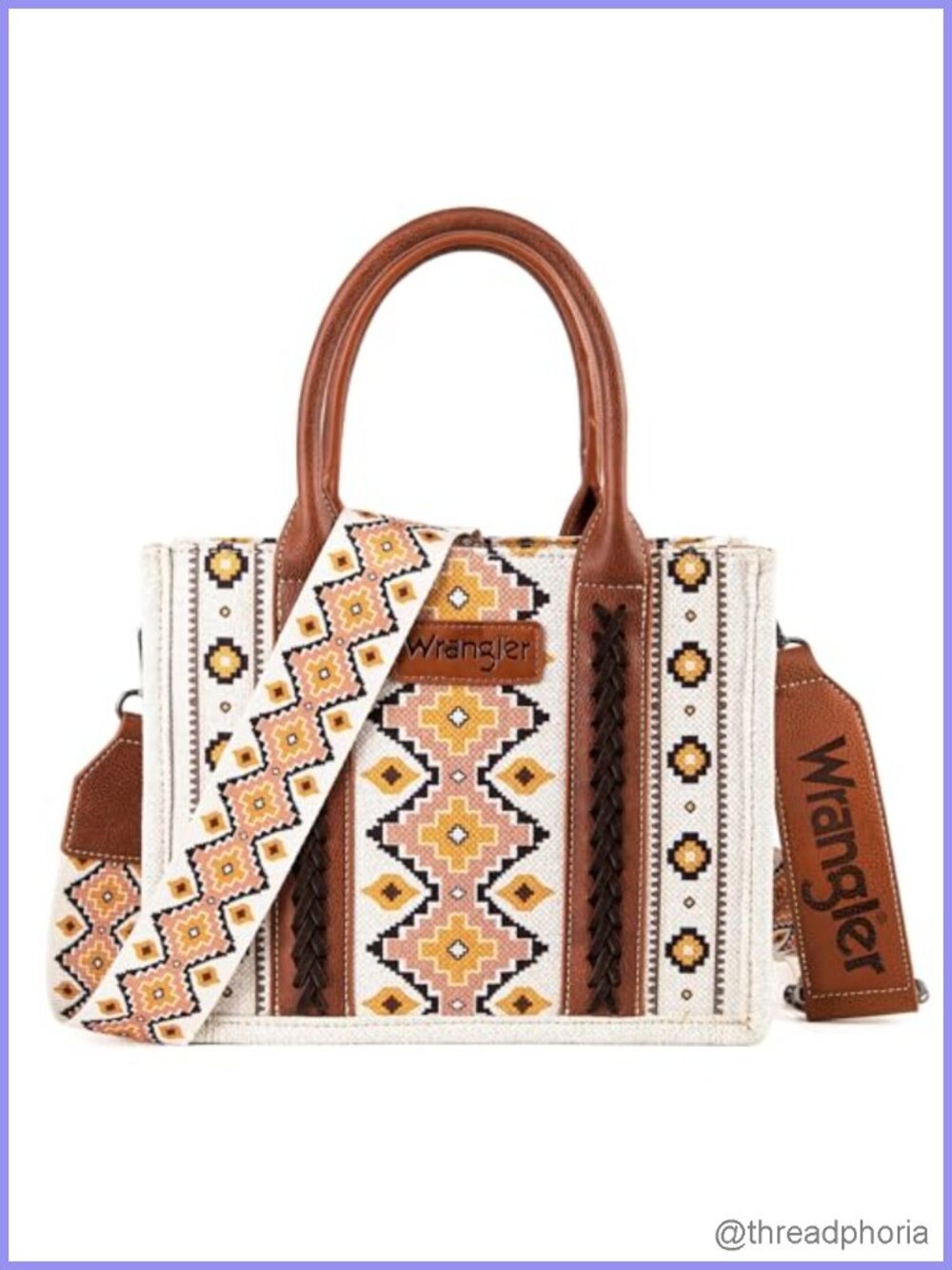 Wrangler Aztec Tote Bag Women Boho Canvas Western Purse